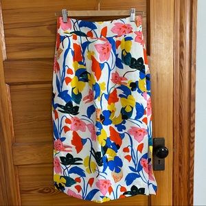 J. Crew Floral Pintucked Midi Skirt